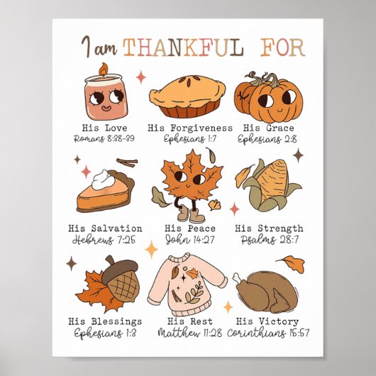 Christelijke Thanksgiving Bijbelvers Ik ben Tha Poster (Voorkant)