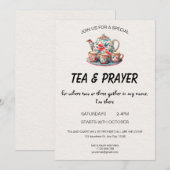 Christelijke thee- en gebedsuitnodiging kaart (Voorkant / Achterkant)