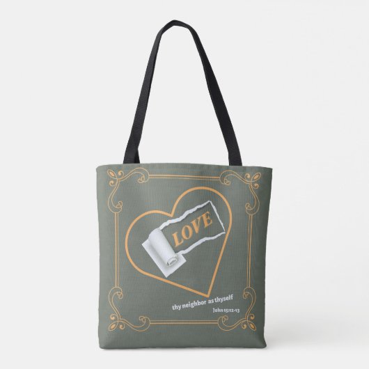 Christelijke thema liefde uw naaste Johannes 15:12 Tote Bag (Achterkant)