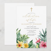 Christelijke tropische bloemen vieren het leven kaart (Voorkant / Achterkant)
