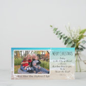 Christelijke tropische kerstbal fotokaart feestdagenkaart (Staand voorkant)