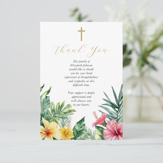 Christelijke Tropische Viering van het Leven Foto Bedankkaart (Staand voorkant)