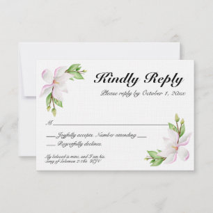 Christelijke trouw RSVP kaart - aquarel magnolia's
