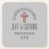 Christelijke trouwgunst Square papieren bierviltje Kartonnen Onderzetters (Voorkant)