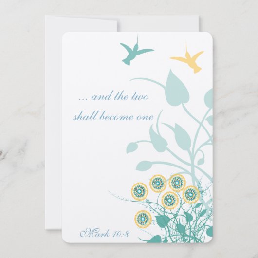 Christelijke Trouwkaart Kolibries Bloemen Kaart (Achterkant)