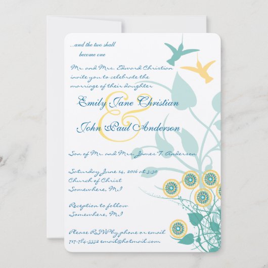 Christelijke Trouwkaart Kolibries Bloemen Kaart (Voorkant)