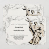 Christelijke trouwuitnodiging Engel Kruis Kaart (Voorkant / Achterkant)