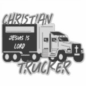 Christelijke trucker Jesus is Lord Grunge Cross De Sticker (Voorkant)