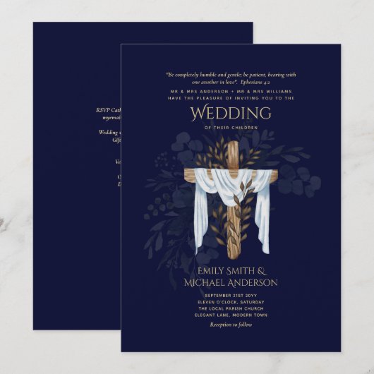 Christelijke uitnodiging tot katholieke weddenscha (Voorkant / Achterkant)