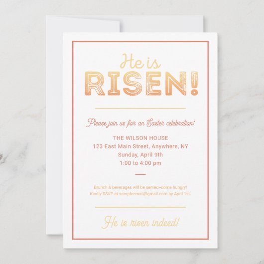 Christelijke uitnodiging tot Pasen (Voorkant)