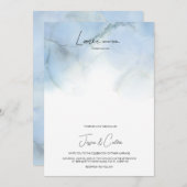 Christelijke uitnodiging voor blauwe en witte brui (Voorkant / Achterkant)