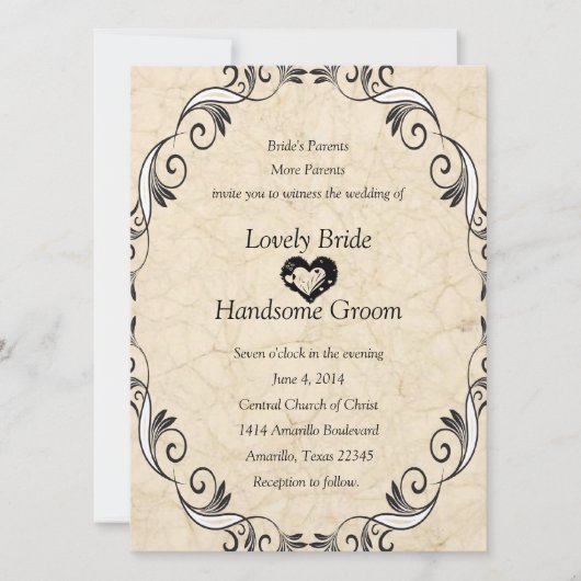 Christelijke uitnodiging voor bruiloften via scrip (Voorkant)