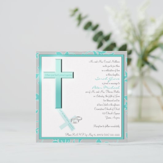 Christelijke uitnodiging voor weddenschappen op he (Staand voorkant)