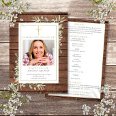 Christelijke uitvaartdienst rouwkaart Rustic Green Programmakaart