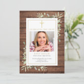 Christelijke uitvaartdienst rouwkaart Rustic Green Programmakaart (Staand voorkant)