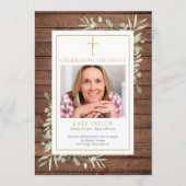 Christelijke uitvaartdienst rouwkaart Rustic Green Programmakaart (Voorkant)