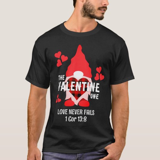 Christelijke VALENTIJN GNOME Rode harten Koppels T-shirt (Voorkant)