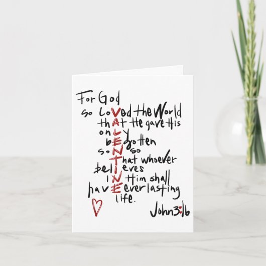 Christelijke Valentijns John 3_16 Want Zo Heeft Go Kaart (Voorkant)