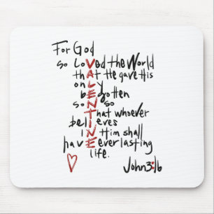 Christelijke Valentijnse Johannes 3_16 Voor God zo Muismat