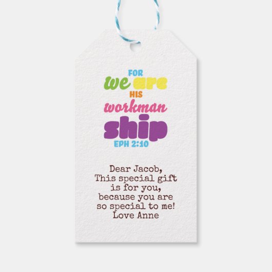 Christelijke Verjaardagsdoop Dank u de Schrift Cadeaulabel (Achterkant)