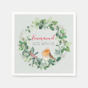 Christelijke-Verse Waterverf Wreater Robin Kerstmi Servet