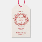 Christelijke Verzen Vrede op Aarde Hand getrokken  Cadeaulabel (Voorkant)