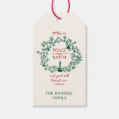 Christelijke Verzen Vrede op Aarde Hand getrokken Cadeaulabel (Voorkant)