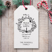 Christelijke Verzen Vrede op Aarde Hand getrokken Cadeaulabel