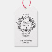 Christelijke Verzen Vrede op Aarde Hand getrokken Cadeaulabel (Voorkant)