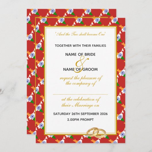CHRISTELIJKE viering bruiloft ROOD Kaart (Voorkant / Achterkant)