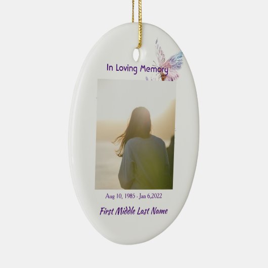 Christelijke Viering Life Remembrance Butterfly Keramisch Ornament (Rechts)