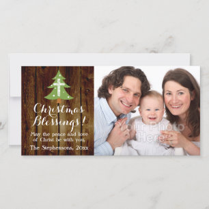 Christelijke Vintage kerstboomstructuur Feestdagenkaart