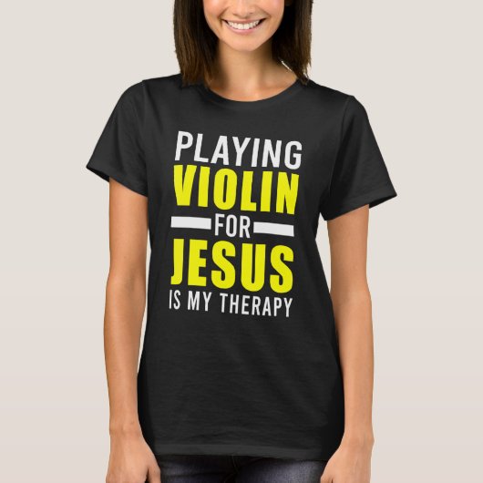 Christelijke Violin Player 2 van het geweld tegen T-shirt (Voorkant)