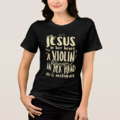 Christelijke Violist Support Matching Familie Tri-Blend Shirt (Voorkant)
