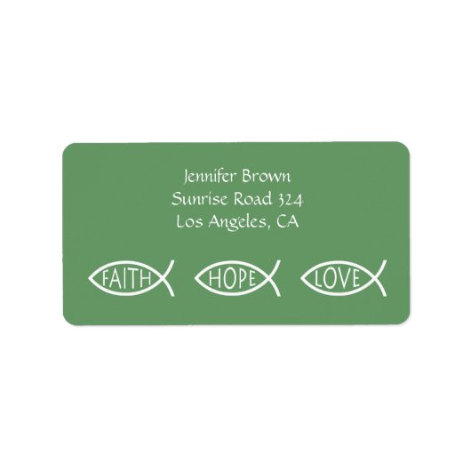 Christelijke vis | GELOOF HOOP LIEFDE Etiket (Voorkant)