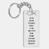 Christelijke vis Romeinen 1:16 aangepaste bijbel v Sleutelhanger (Voorkant Links)