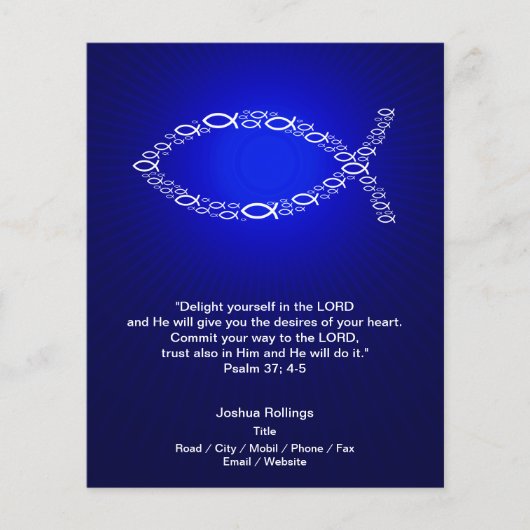 Christelijke vis tegen blauwe achtergrond flyer (Voorkant)