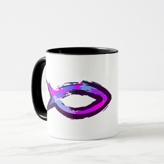 Christelijke vis van de kleurrijke moderne soort " mok (Voorkant links)