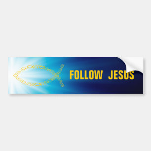 Christelijke vis Volg Jezus Bumpersticker