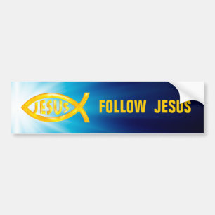 Christelijke vis Volg Jezus Bumpersticker