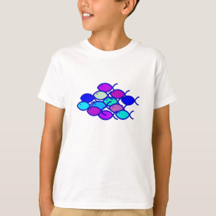 Christelijke visschool - Paars en blauw T-shirt