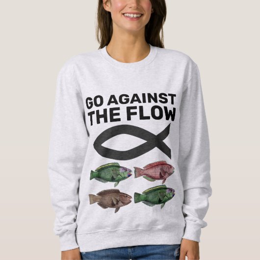 CHRISTELIJKE VISSEN GAAN TEGEN DE FLOW T-shirts AA (Voorkant)