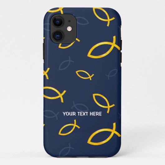 Christelijke vissymbolen op blauwe achtergrond Case-Mate iPhone case (Achterkant)