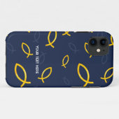 Christelijke vissymbolen op blauwe achtergrond Case-Mate iPhone case (Achterkant (horizontaal))