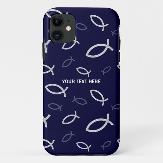 Christelijke vissymbolen op blauwe achtergrond Case-Mate iPhone case (Achterkant)