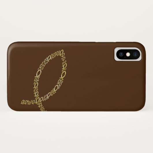 Christelijke vissymbolen op bruin Case-Mate iPhone case (Achterkant (horizontaal))