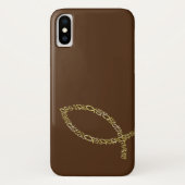 Christelijke vissymbolen op bruin Case-Mate iPhone case (Achterkant)