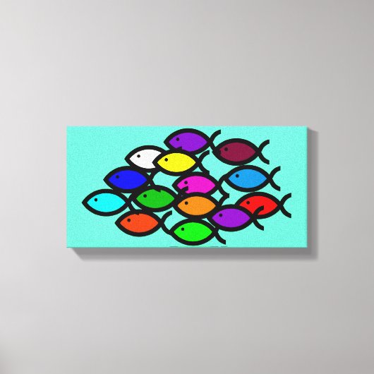 Christelijke vissymbolen - Rainbow - Canvas Afdruk (Voorkant)