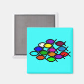 Christelijke vissymbolen - Rainbow - Magneet (Voorkant / Achterkant)