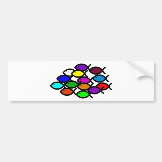 Christelijke vissymbolen - Regenboogschool - Bumpersticker (Voorkant)